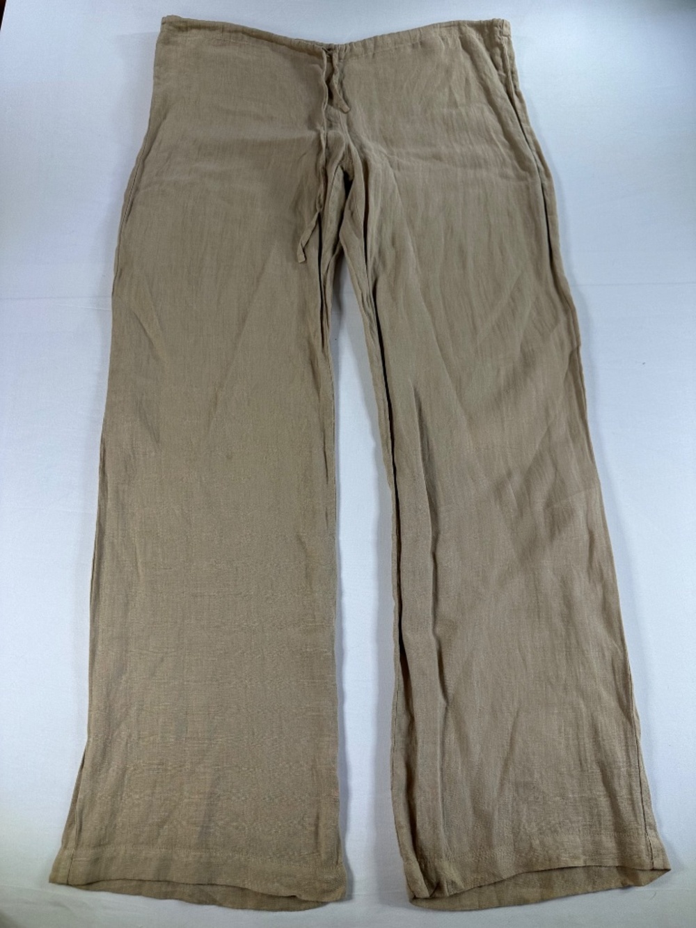 120% Lino 100% Linen Ultra Low Rise Wide Leg Drawstring Pants NWOT EU 44 - Picture 3 of 11